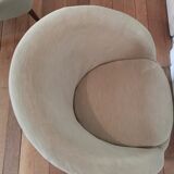 Armchair cocktail shell round 50 years 60 gray green