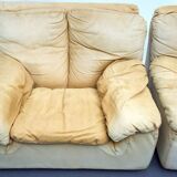 Vintage pair of leather armchairs by Ammannati and Vitelli for Brunati, Italy 1970s.