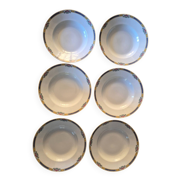 Set of 6 deep plates Bernardaud Limoges – Art Deco – A715
