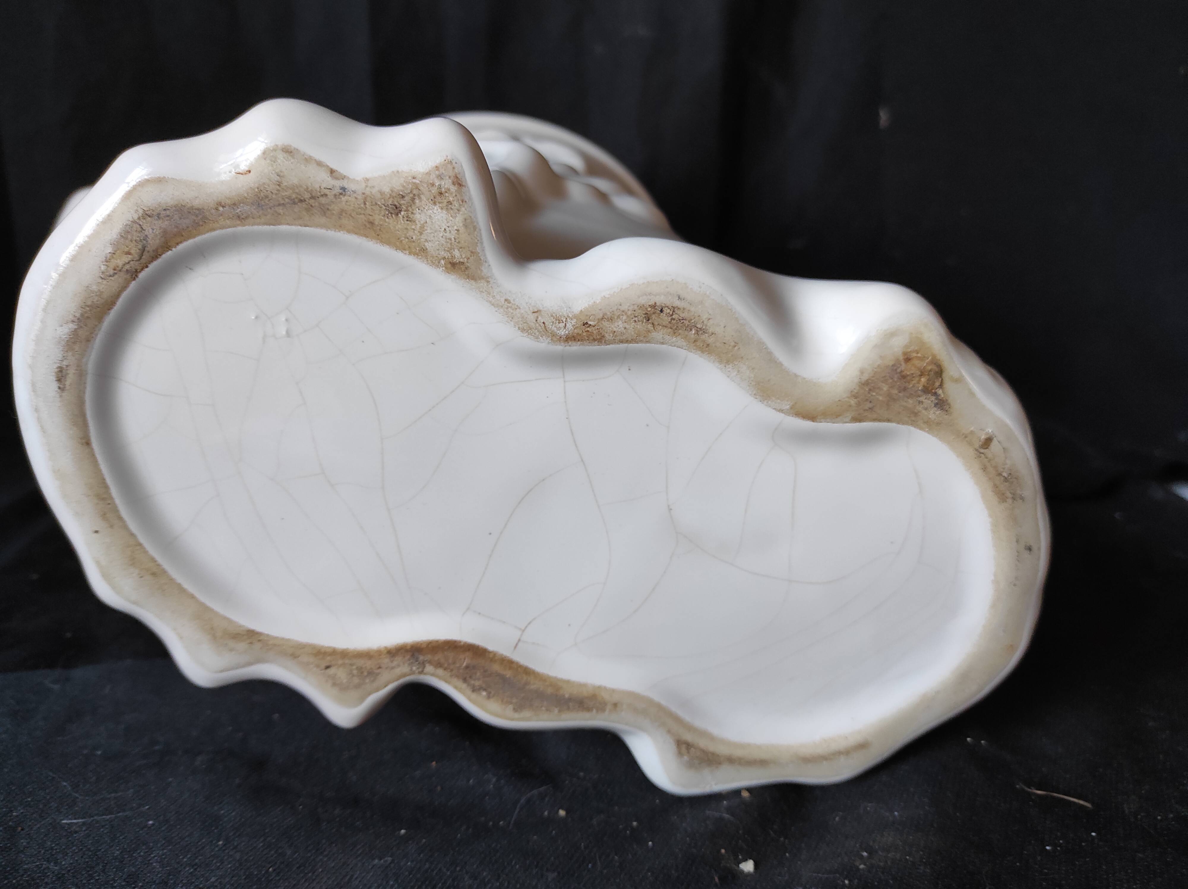 Faience white fish / centerpiece /pot cache/ carp