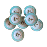 Set of 8 hollow plates vinatge with bird decorations