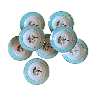 Set of 8 hollow plates vinatge with bird decorations