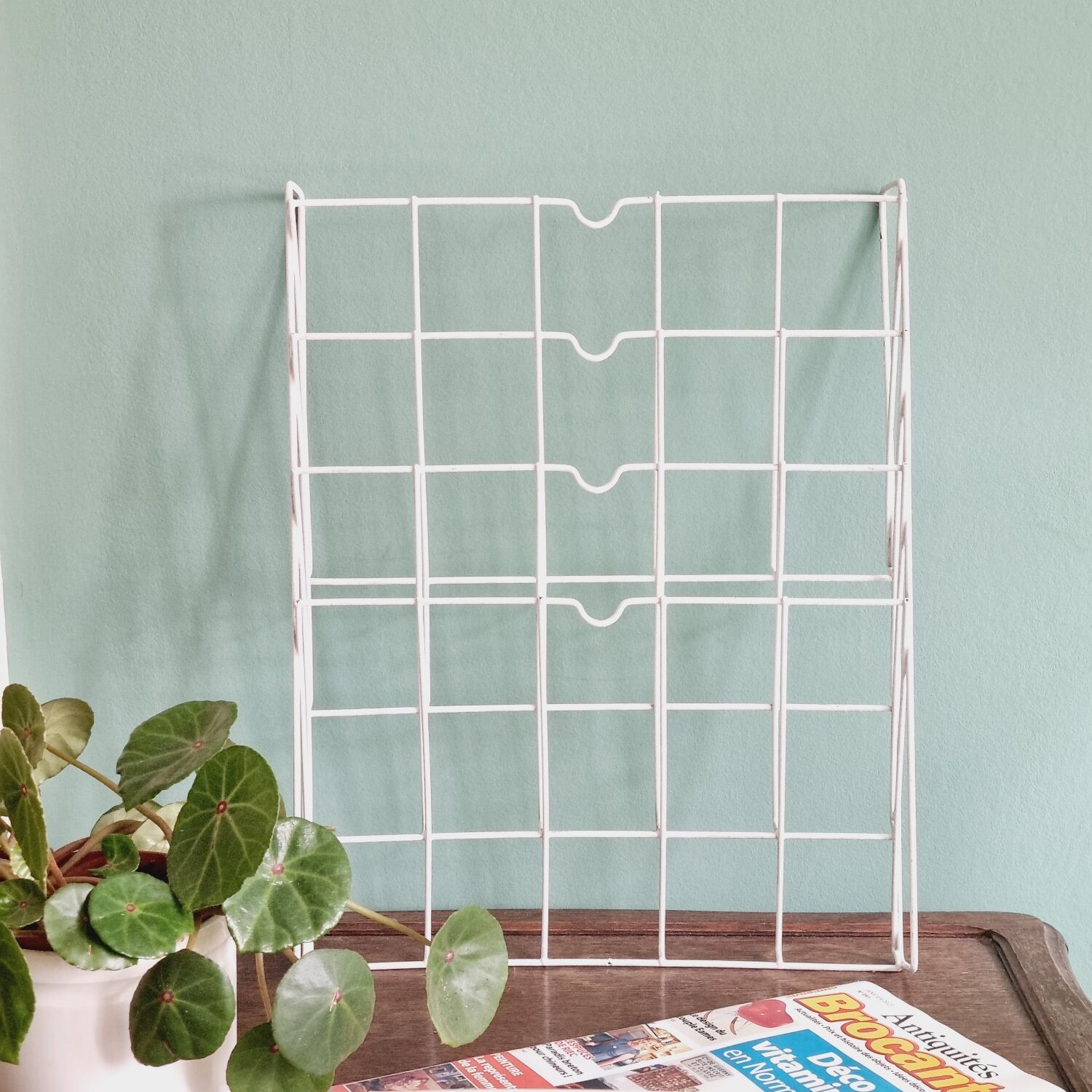 Vintage white wall magazine holder