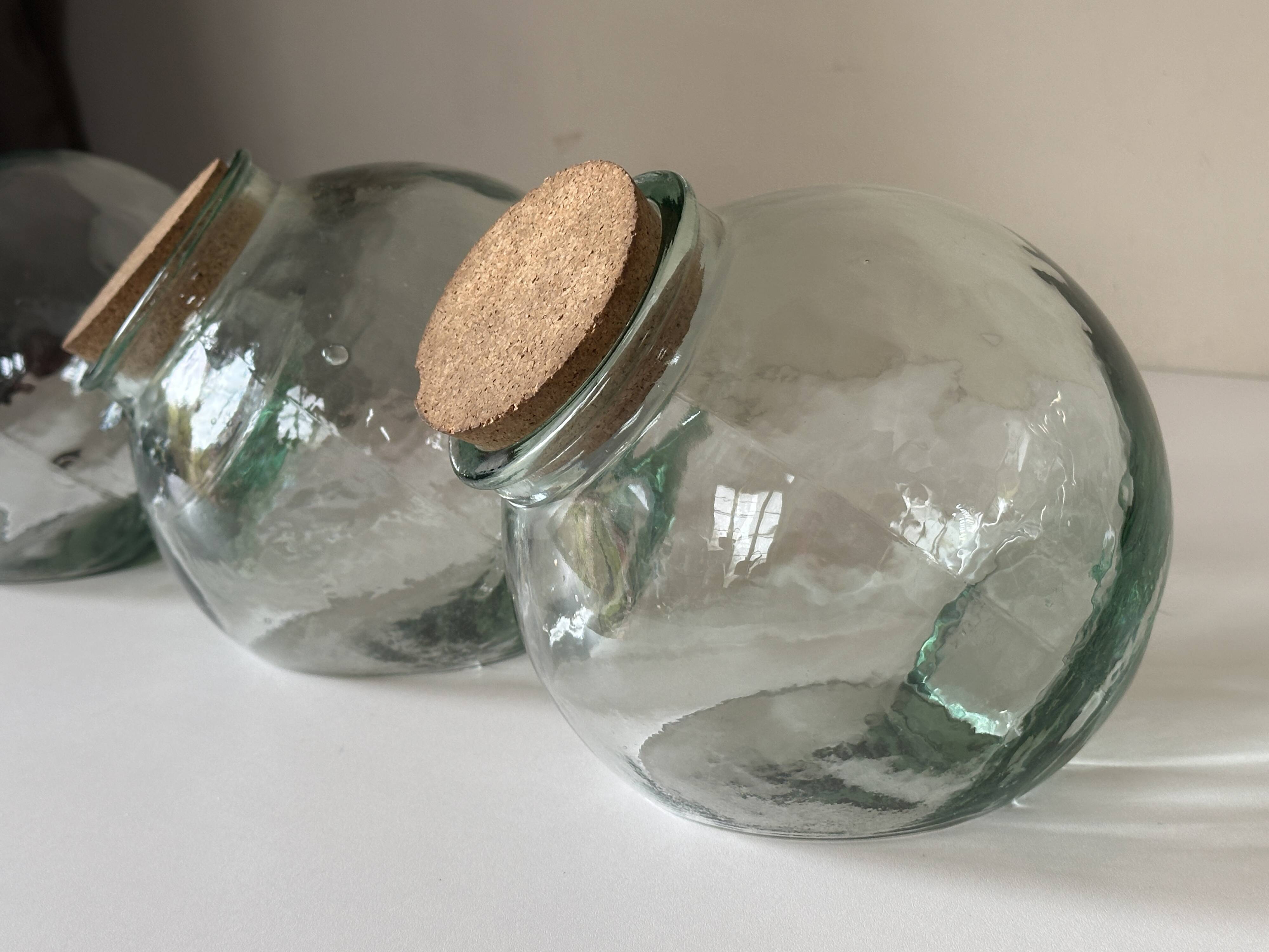 Set of 3 vintage glass candy jars from the 60s and 70s