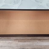 Mid Century Italian Dresser with Blue Glass Work and Four Drawers, 1960