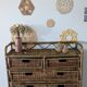 Commode vintage en rotin et osier