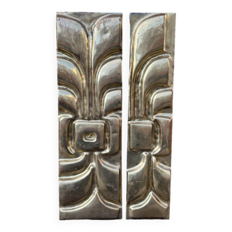 Jacques Duval - Brasseur (1934-2021) Decorative Brass Wall Plates - Circa 1970 H 66 Cm