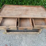 Old oak trade counter, weathered raw wood