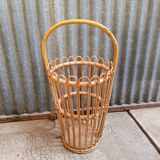 Vintage rattan wicker umbrella stand