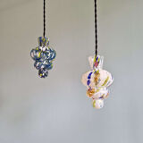 Duo de suspensions en verre soufflé multicolore, Murano, 1950-60