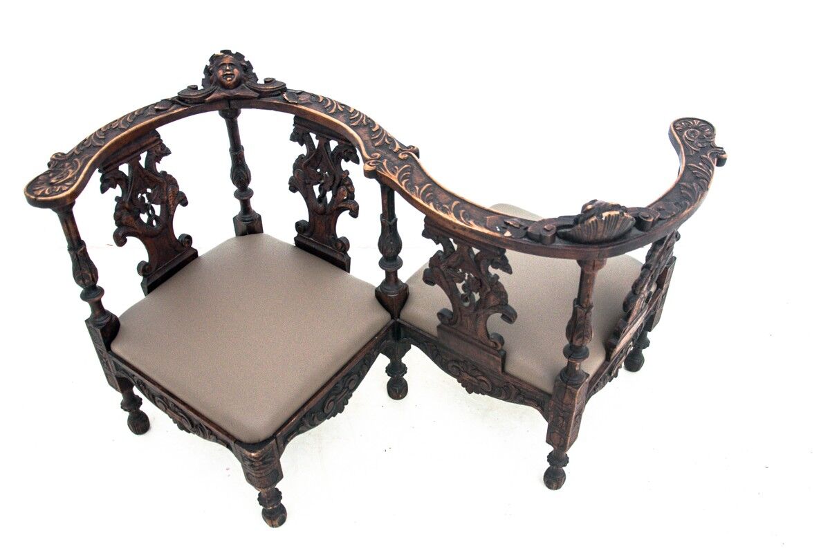 Renaissance double side seat, France, circa 1860.