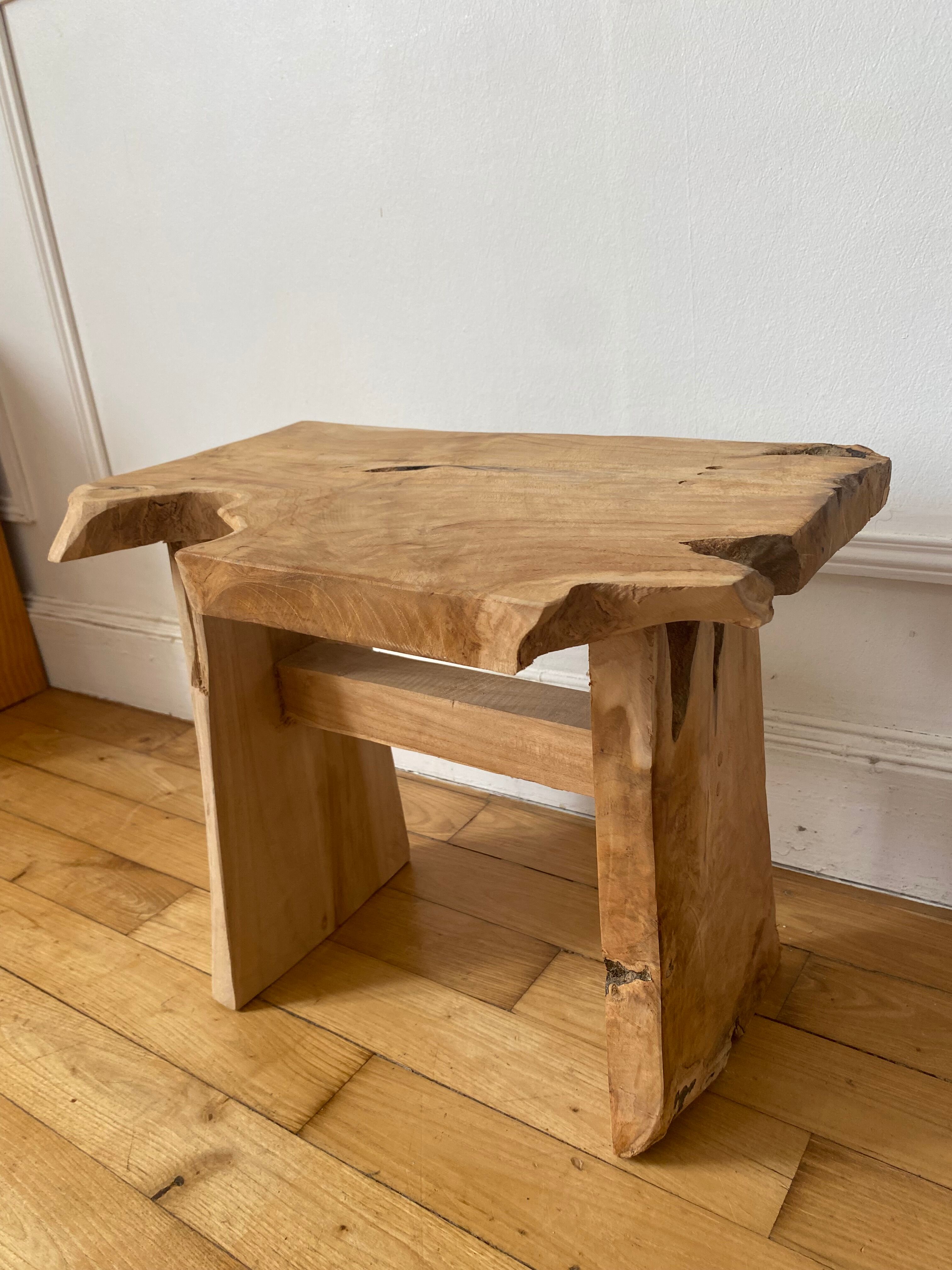 Low stool in raw wood