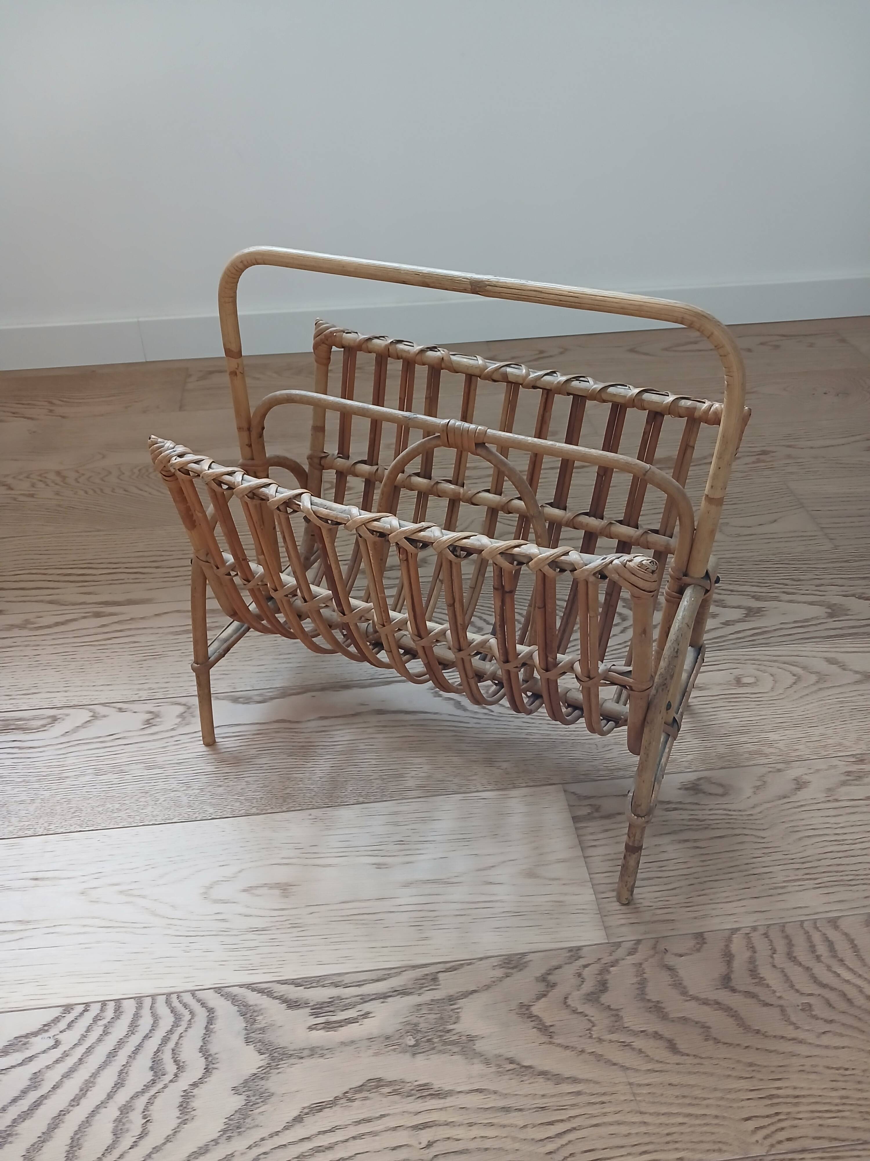 Rattan magazine rack