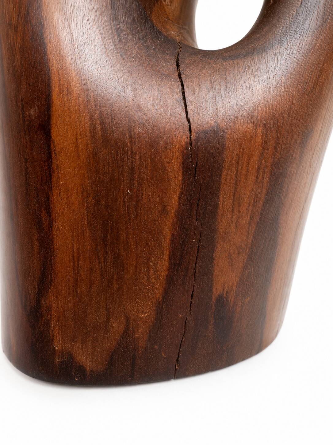 Sculptural modernist pitcher / vase made from solid monoxyle wood, Alexandr style.