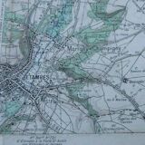 Carte géographique de 1953 (Type1922) Etampes (Essonne) dessinée et publiée par l' Institut Géog