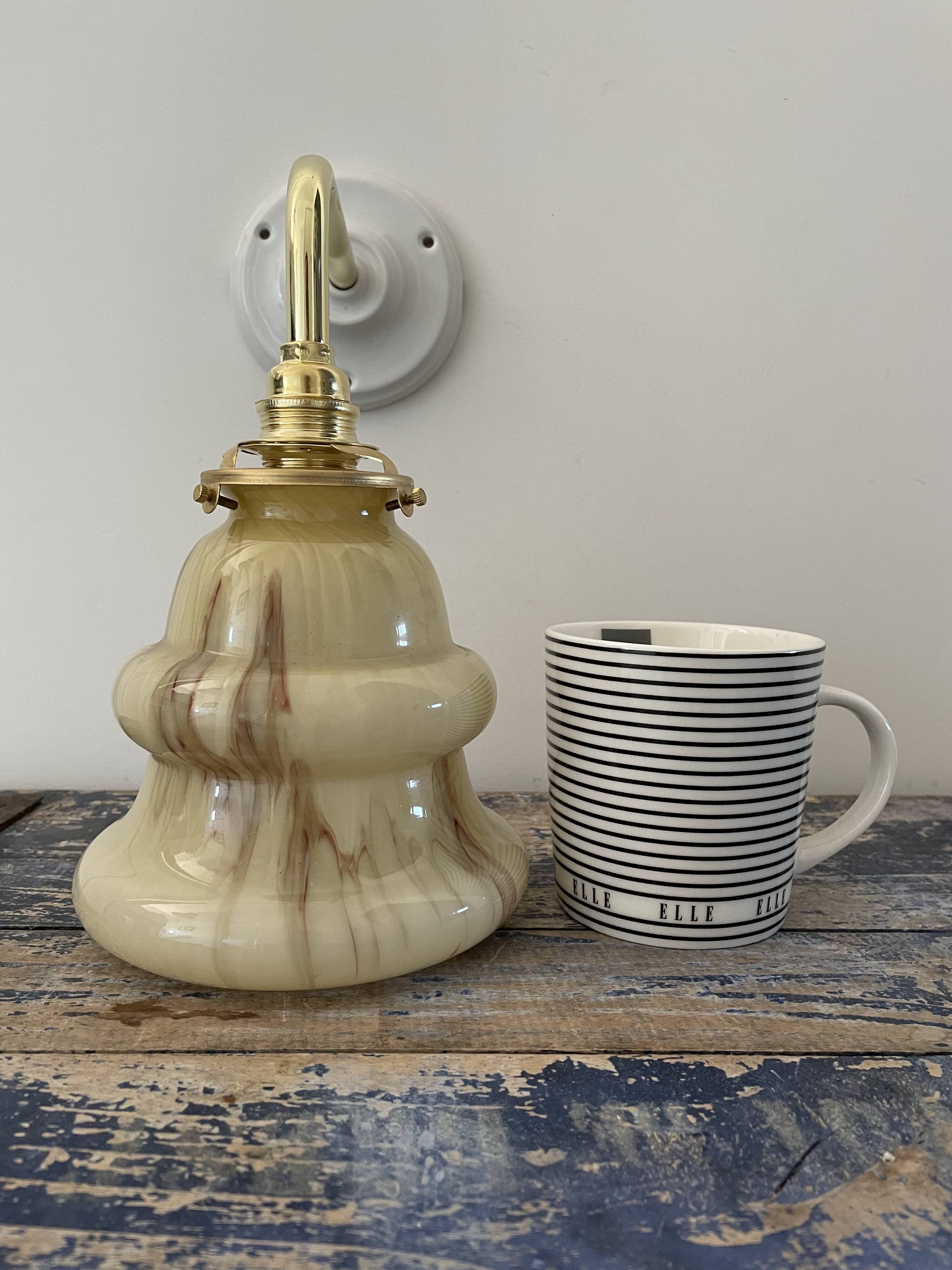 Set of two new electrified art deco wall lamps