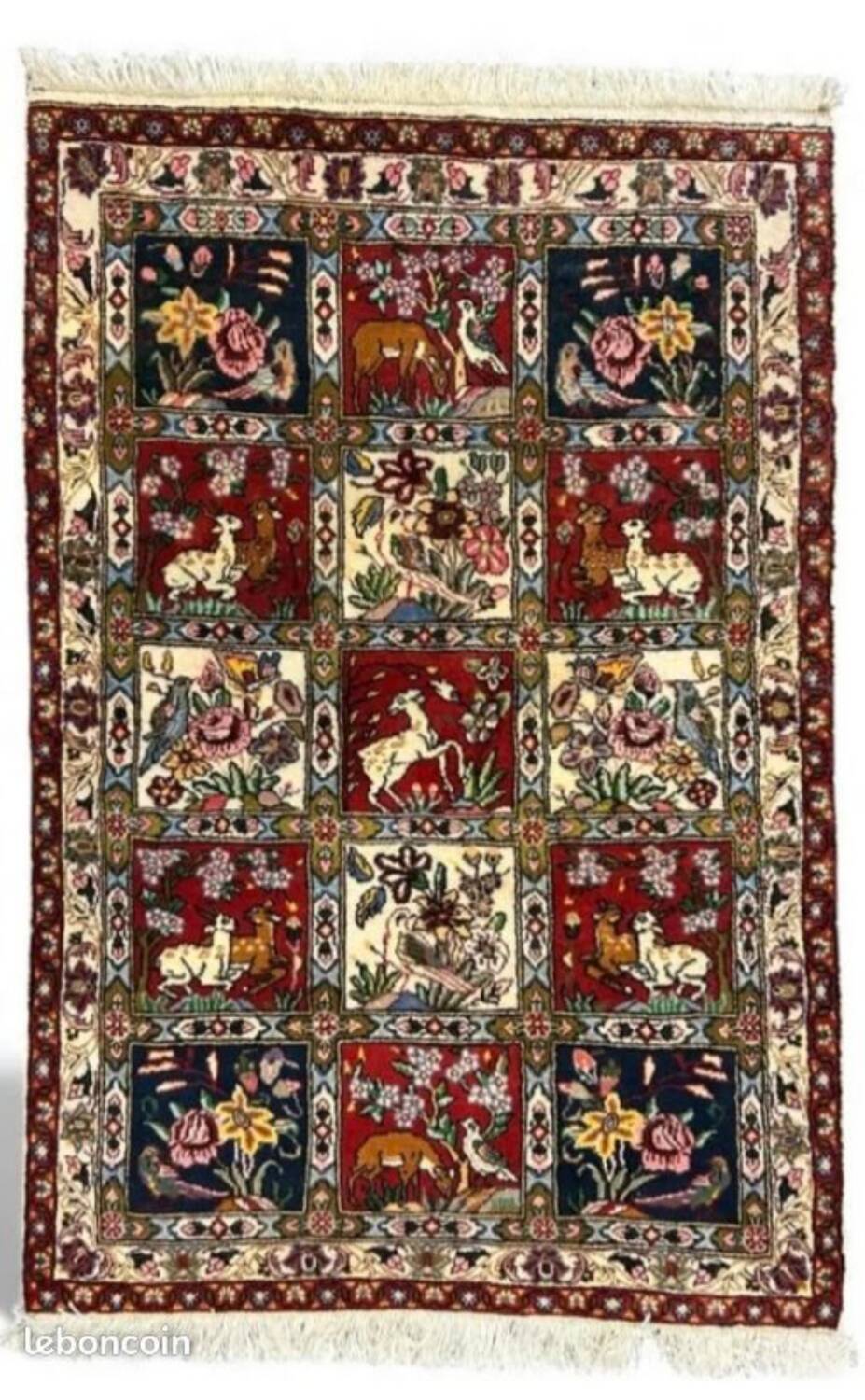 Unique handmade Persian Bakhtiar rug in wool 148x100cm