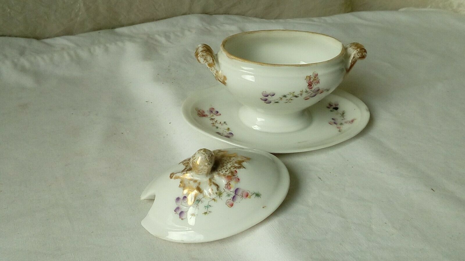 Mustard tree on porcelain frame paris limoges floral decoration