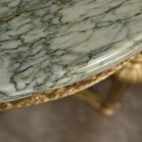 Small Half-Moon Console in Marble and Gilded Wood, Louis XVI Style – 20th Century