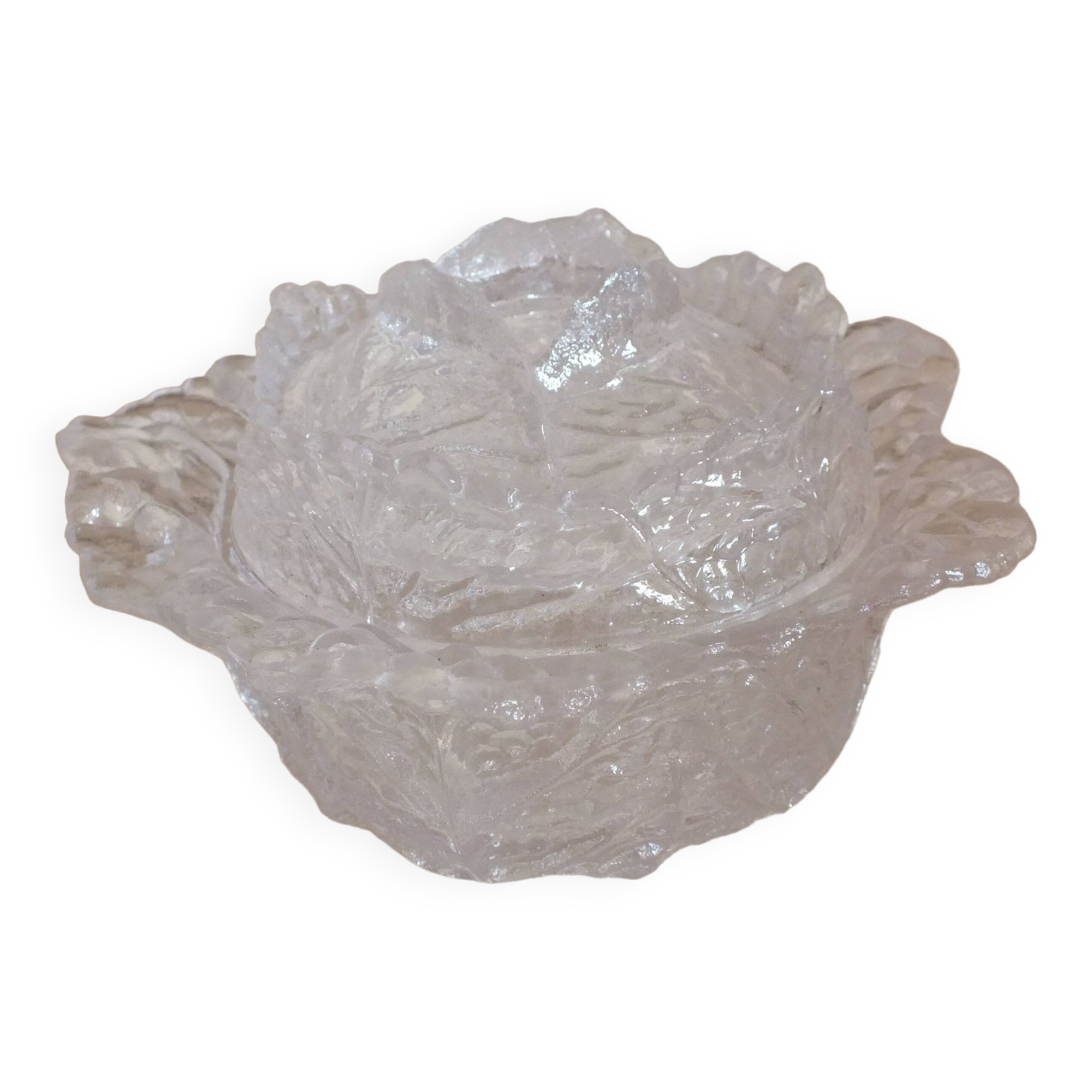 Cabbage candy box in molded crystal signed Portieux