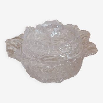 Cabbage candy box in molded crystal signed Portieux
