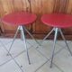 German red leather swivel filigree rotating height adjusting stools by Hailo 1960s, Set of 2