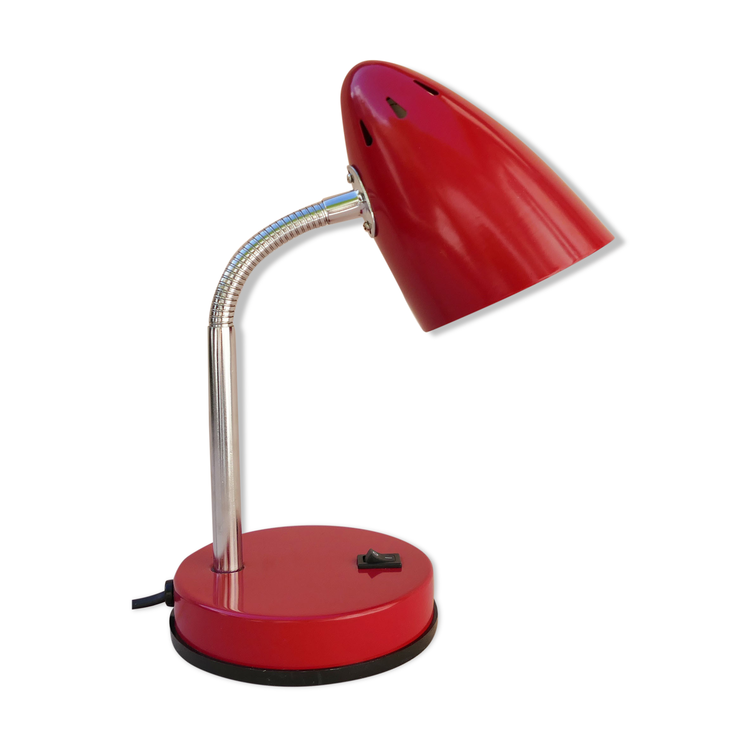 Vintage 80s metal red desk lamp with articulated arm