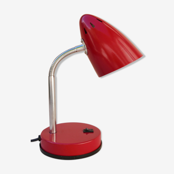 Lampe de bureau rouge vintage années 80 en métal avec bras articulé