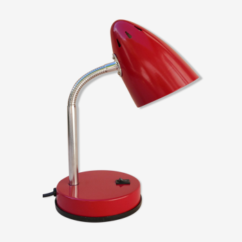 Vintage 80s metal red desk lamp with articulated arm