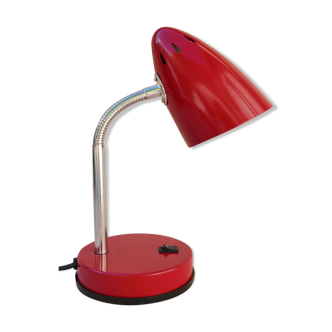 Vintage 80s metal red desk lamp with articulated arm