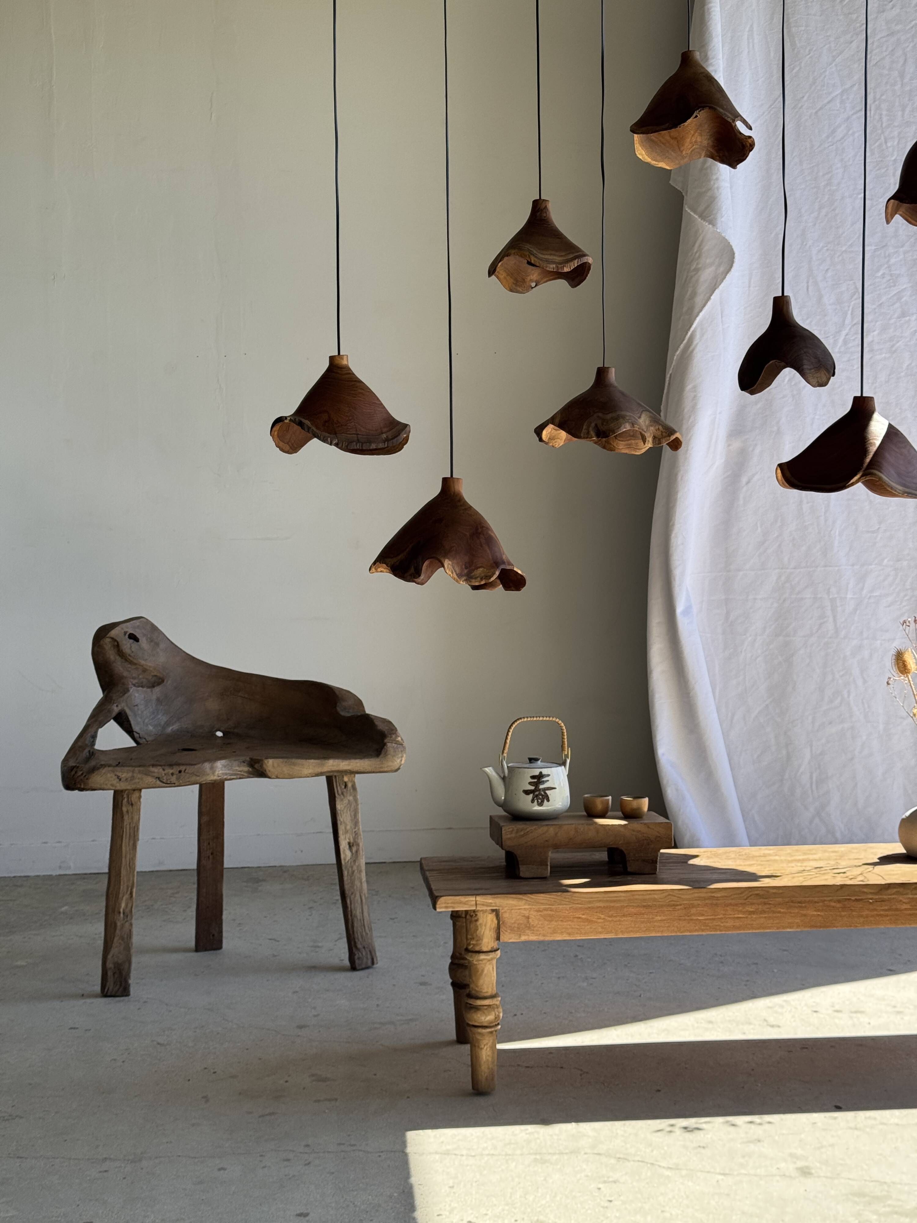 Small suspension in organic teak hat D30 H20