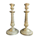Pair of candle holders - Napoleon III - Silver metal