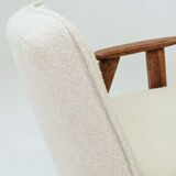Vintage Lounge Chair Oak Wood and Bouclè Fabric Scandinavian Design