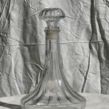 Grande carafe en verre à bouchon striée H25