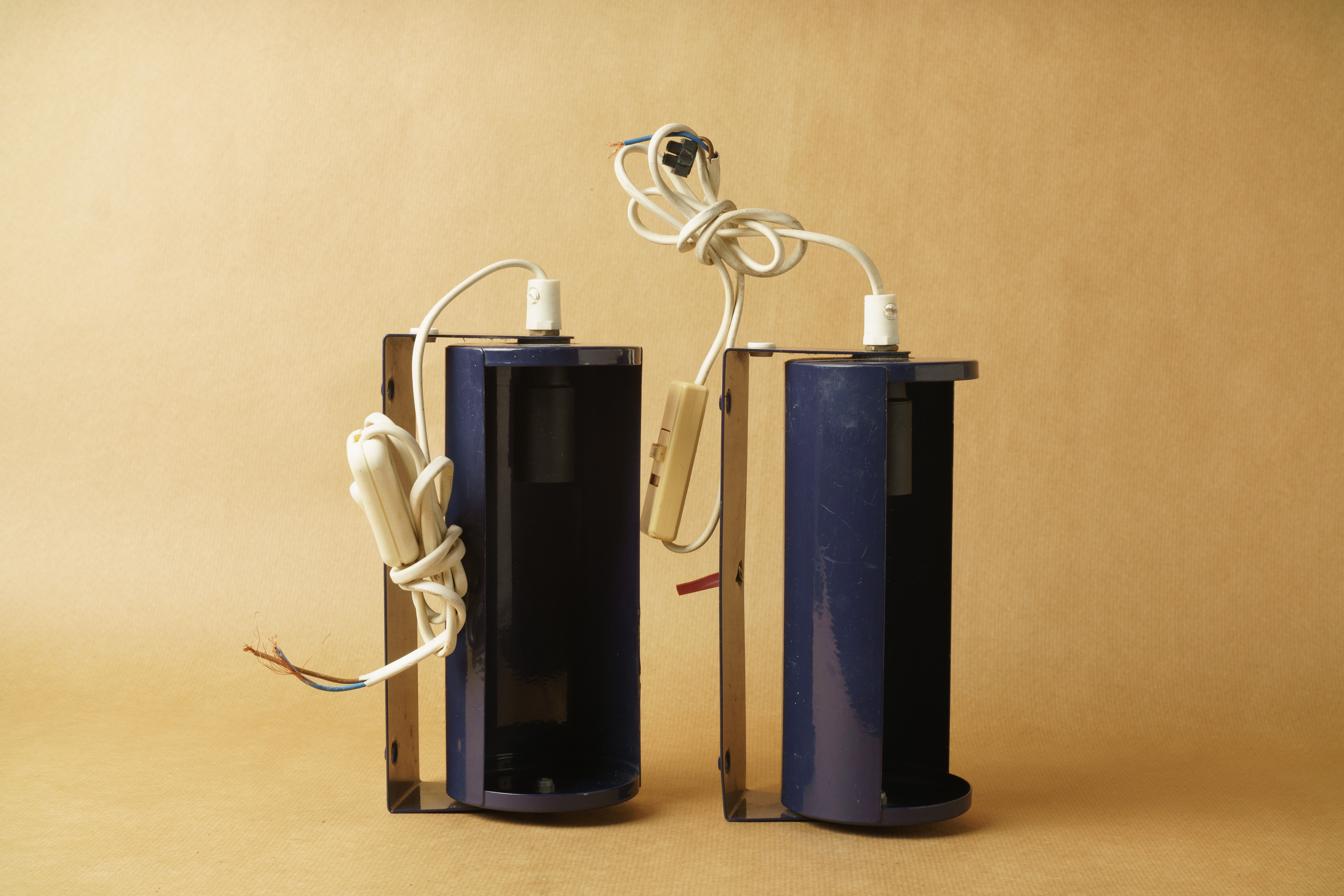 Pair of wall lamps Ikea V413 navy blue vintage design 1980