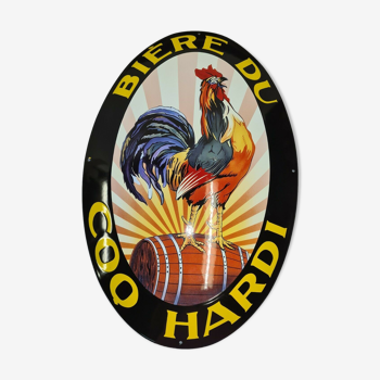 Plaque émaillée bière coq hardi