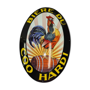 Plaque émaillée bière coq hardi