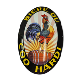 Enamelled plate beer coq hardi