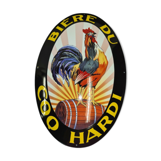 Enamelled plate beer coq hardi