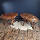 Brutalist tripod coffee tables, vintage furniture