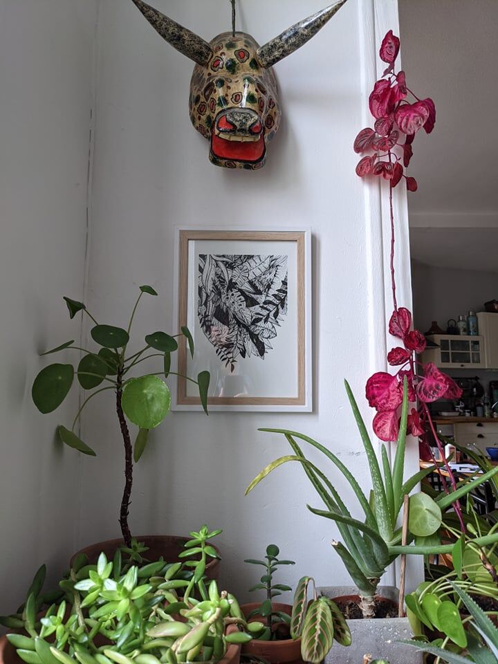 White and black jungle illustration