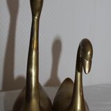 Couple of swans in vintage brass