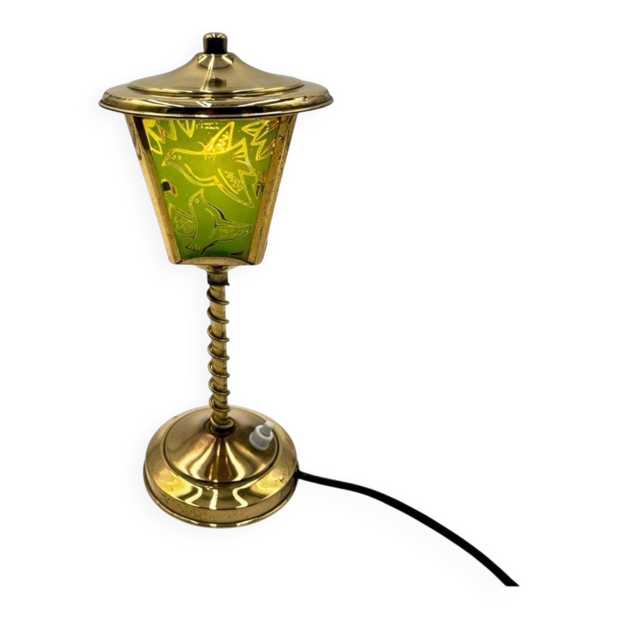 1950s brass and glass street lamp night light