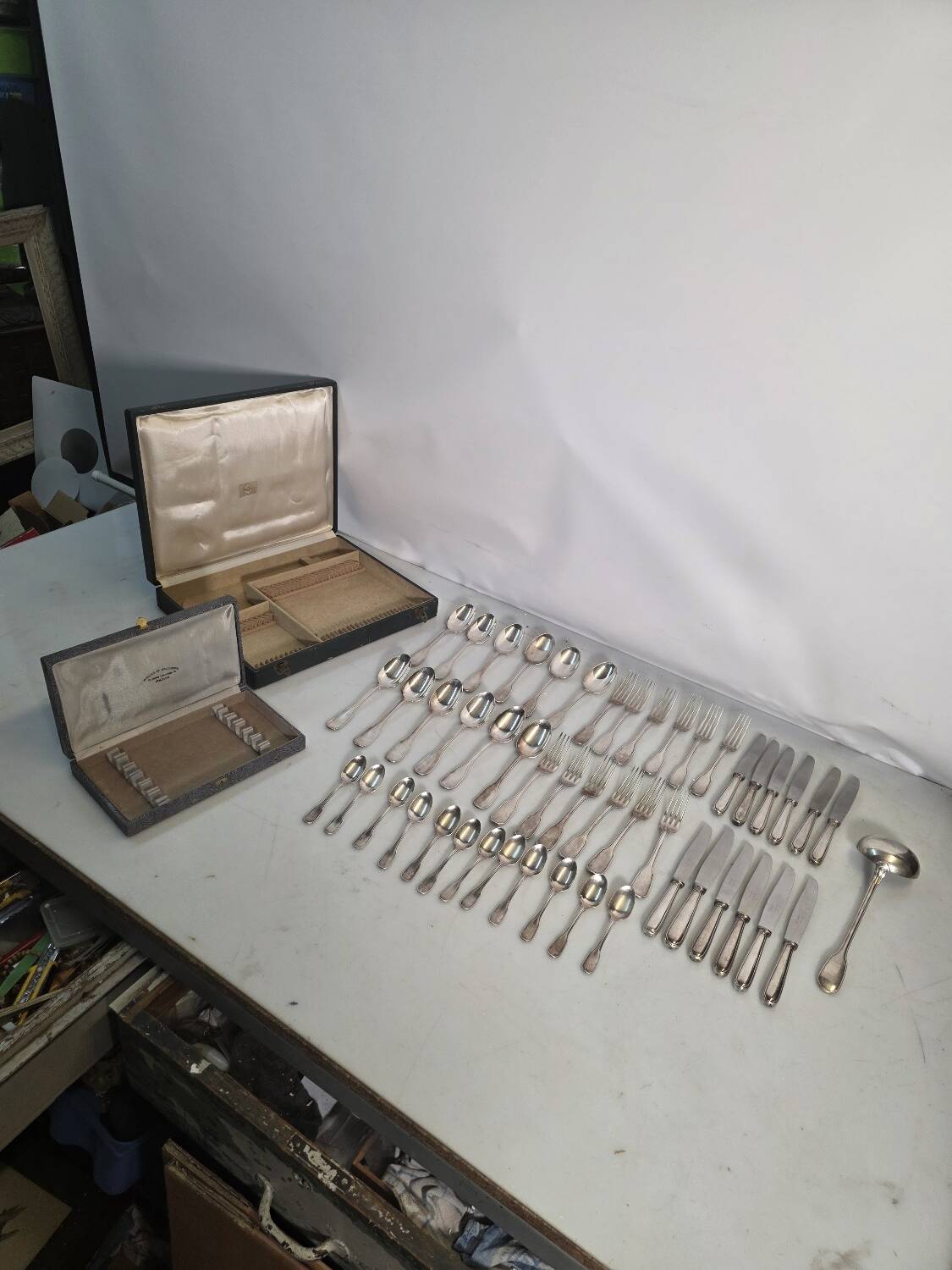 Christofle silver-plated cutlery set, 49 pieces with case.