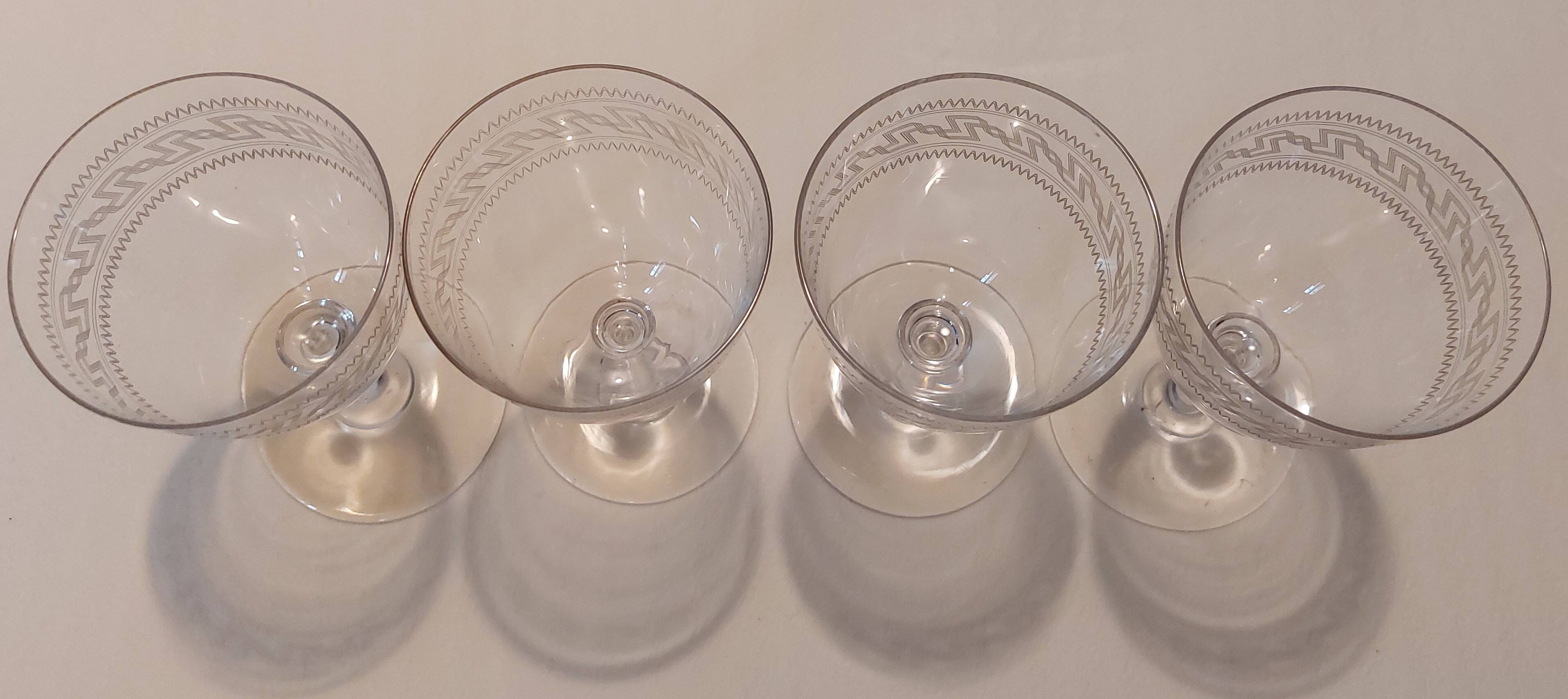 4 Blown crystal glasses