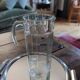 Grand pichet octogonal en verre épais 70's