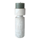 Vintage West German Ceramic Candle Holder / Vase – Ivory Relief – 1970s