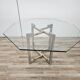 Regency Table in Chromed Metal and Brass with Hexagonal Glass Top