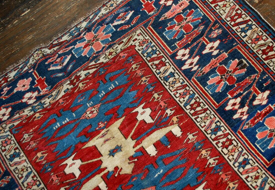 Handmade antique Caucasian Shirvan rug 134cm x 271cm 1880s - 1B491