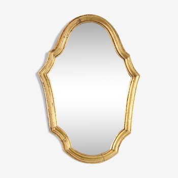 Miroir en bois doré - 32x22 cm
